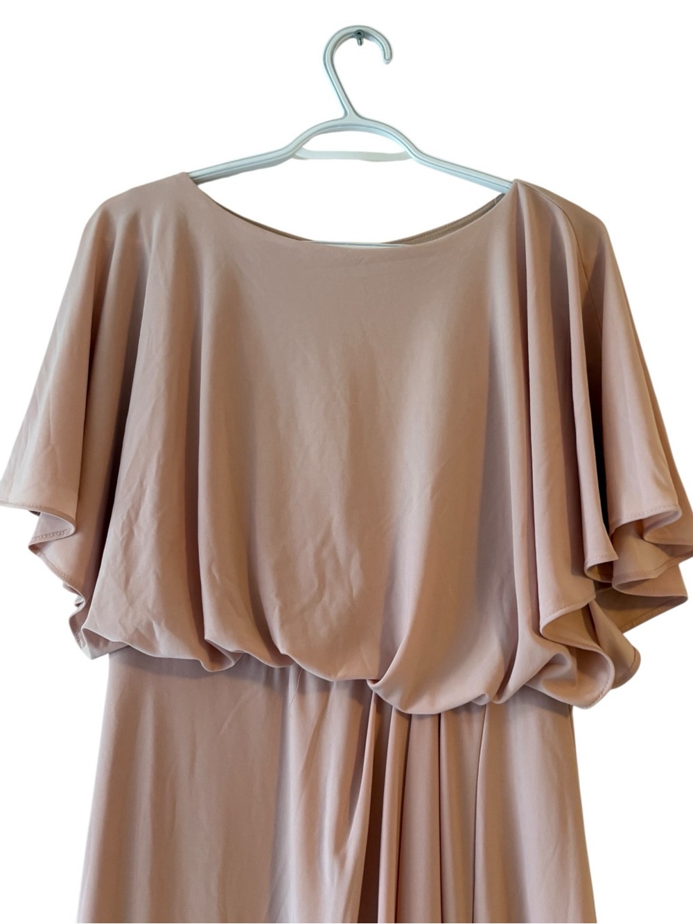 BHLDN Lena Flutter Sleeve Maxi Dress Sz 6 Blush Pink Floor-Length Evening Dress - Picture 6 of 14